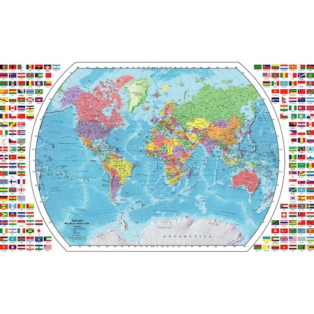Replogle Globes World Map with Flags, 49'' W x 33'' H 72110